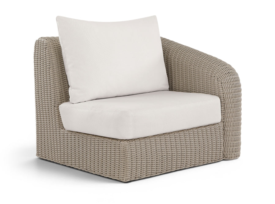 Seacrest Olefin Water Resistant Fabric And Wicker Outdoor Patio Modular Right Arm Chair - Cream