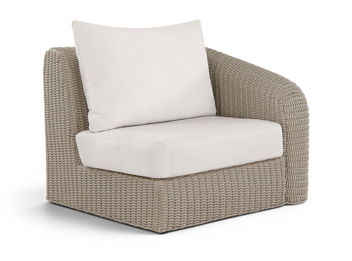Seacrest Olefin Water Resistant Fabric And Wicker Outdoor Patio Modular Right Arm Chair - Cream