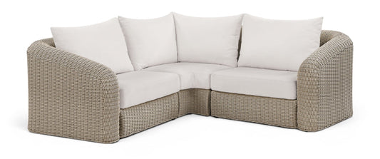 Seacrest 88.25" Olefin Water Resistant Fabric And Wicker 3pc. Outdoor Patio Modular Sectional - Cream