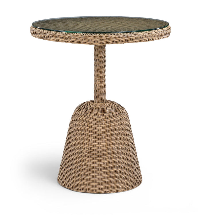 Seacrest 36" Tempered Glass Top And Natural Wicker Outdoor Patio Counter Height Table - Natural