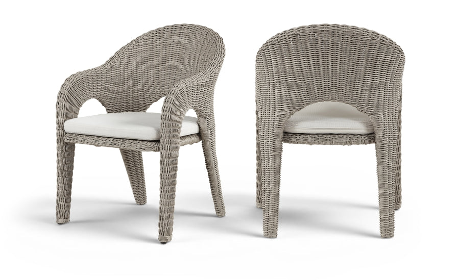 Seacrest Olefin Water Resistant Fabric And Taupe Wicker Outdoor Patio Dining Chair - Taupe