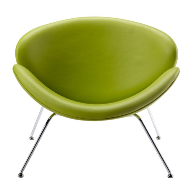 Anais Mid-Century Green Leatherette Accent Chair