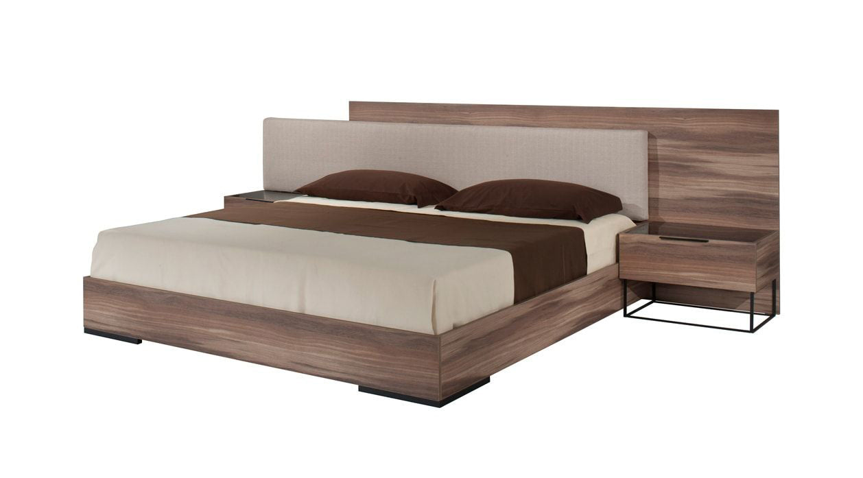 Matteo - Italian Modern Walnut & Fabric Bed
