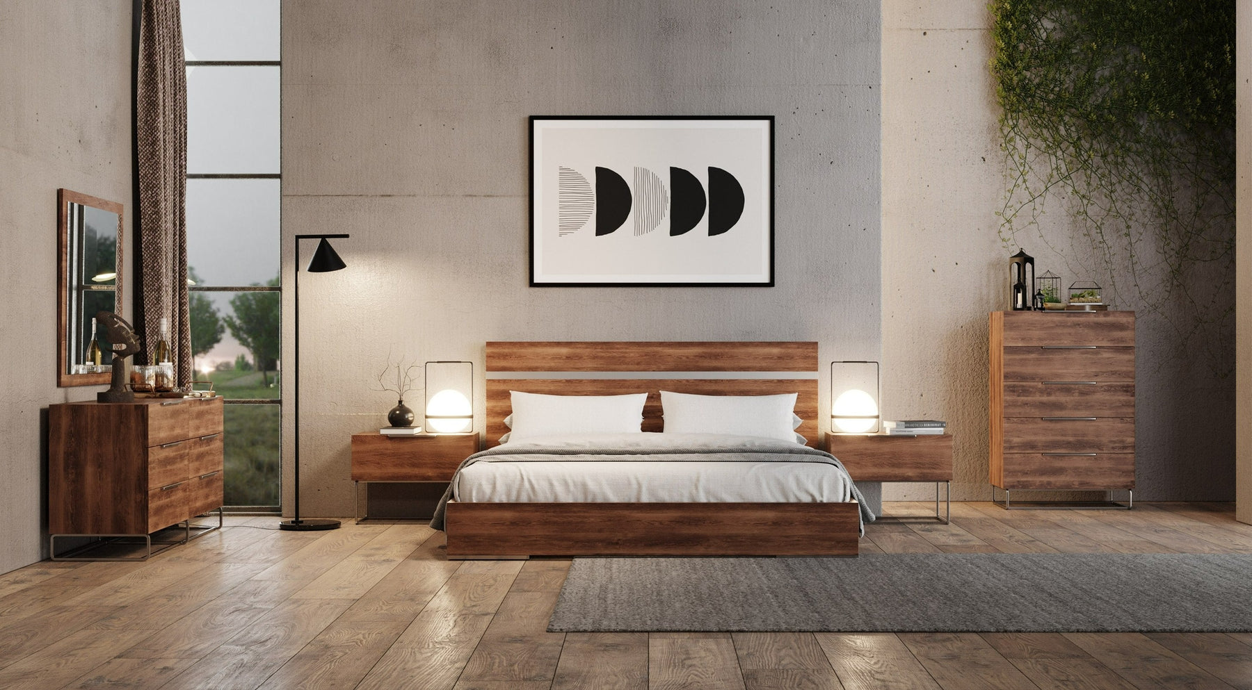Lorenzo Italian Modern Light Oak 4-Piece Bedroom Set