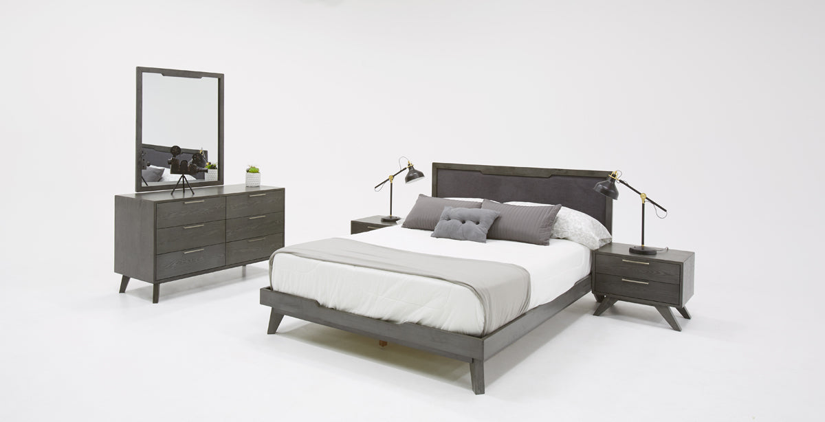Soria Modern Grey Wash Bedroom Set