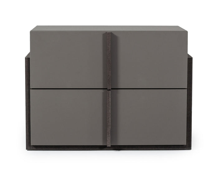 Lucia - Italian Modern Elm and Matte Grey Nightstand