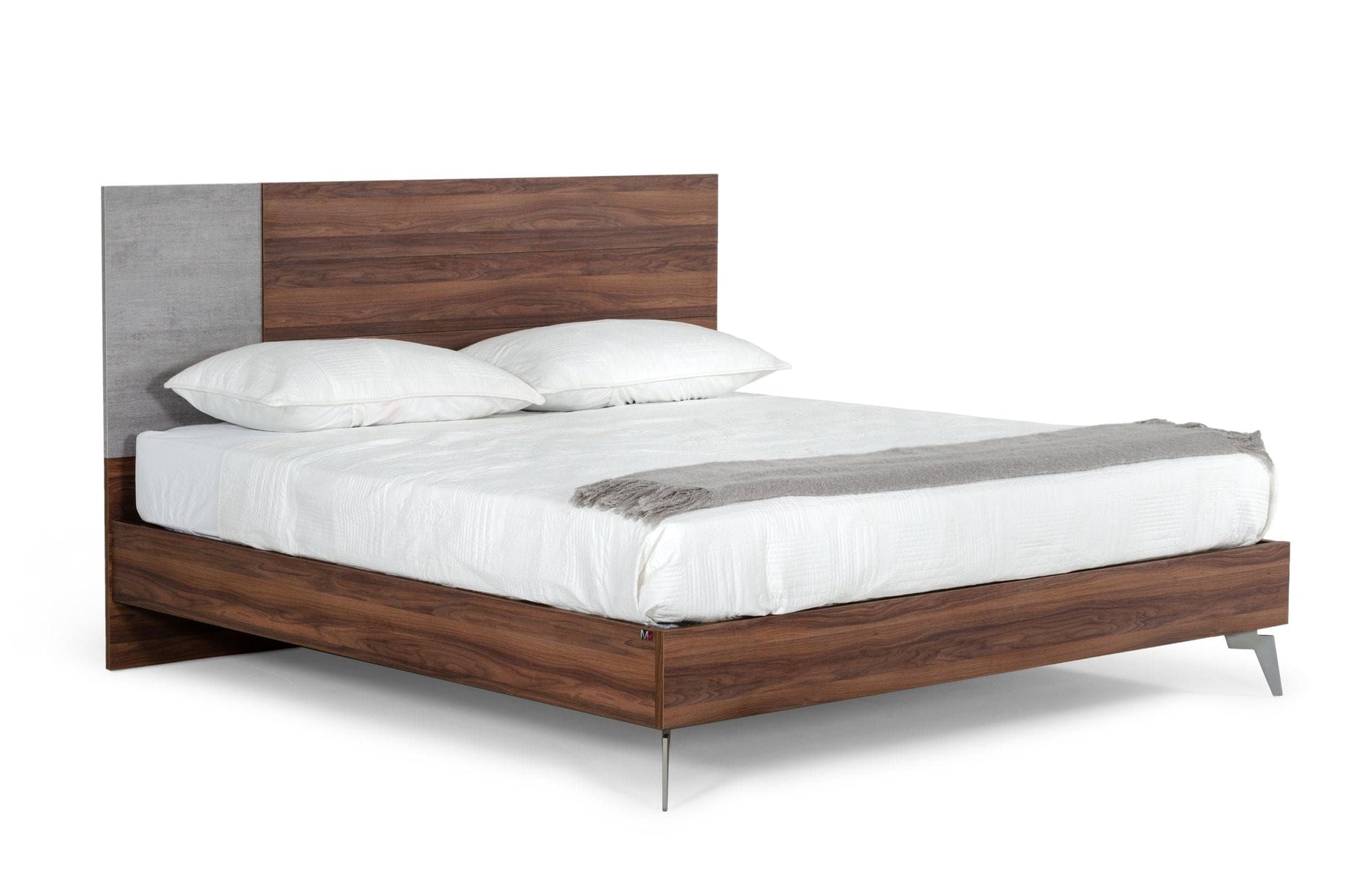 Palermo - Italian Modern Faux Concrete & Noce Bodrum Bedroom Set