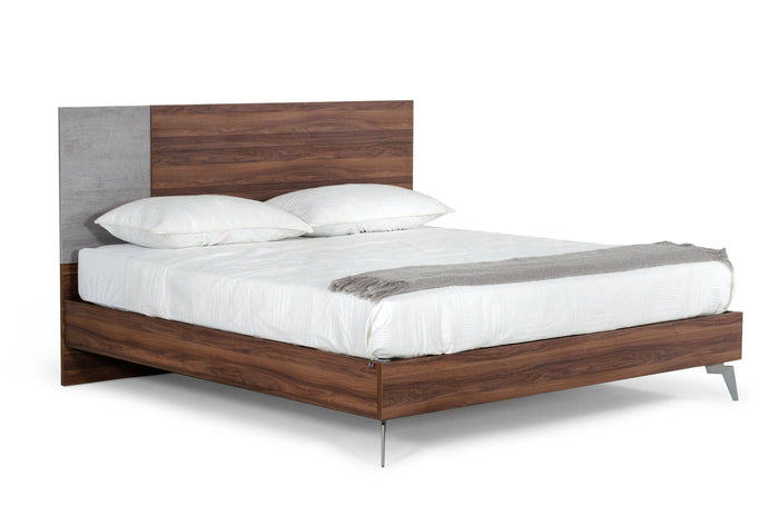 Palermo - Italian Modern Faux Concrete & Noce Bodrum Bedroom Set