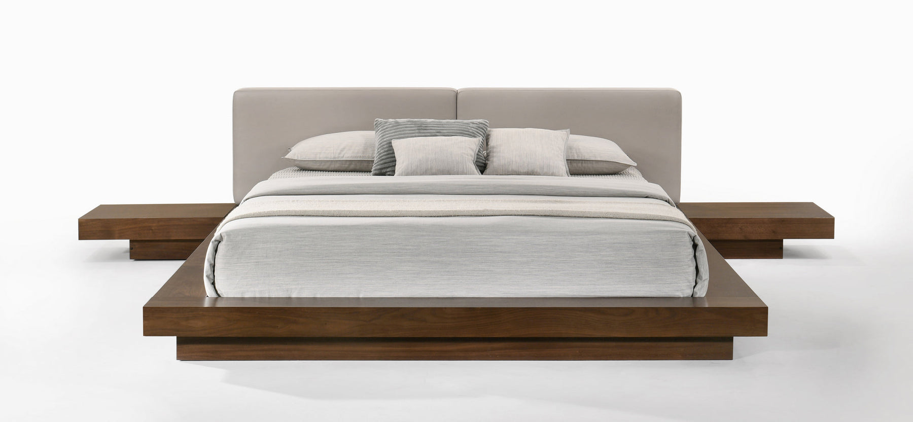 Tokyo - Contemporary Walnut and Grey Platform Bed