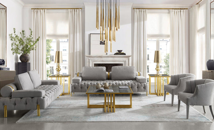 Kodiak - Glam Clear Glass and Gold Glass Coffee Table