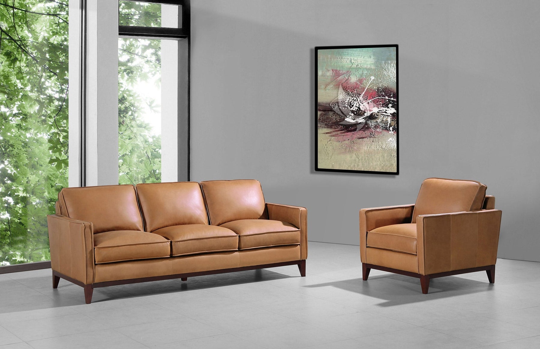 Naylor - Modern Brown Italian Leather Split Chair