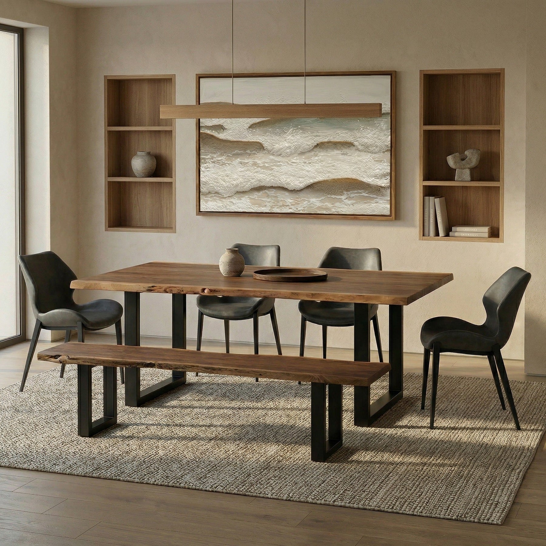 Taylor Modern 79" Live Edge Wood Dining Table
