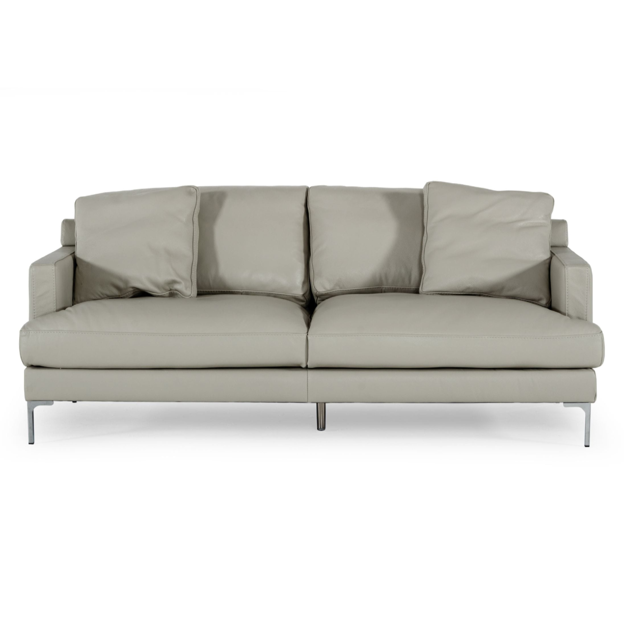 Janina - Modern Light Grey Leather Sofa