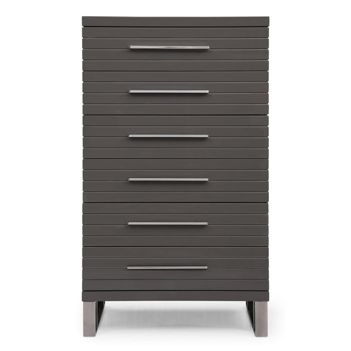 Splendor - Grey High Gloss Slatted Chest