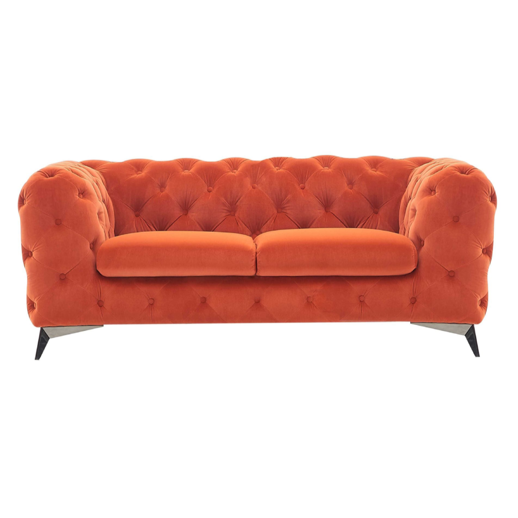 Delilah - Modern Orange Fabric Loveseat