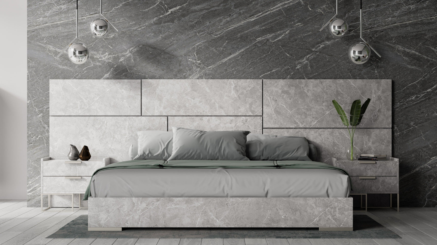 Marbella - Italian Modern Grey Bed Set
