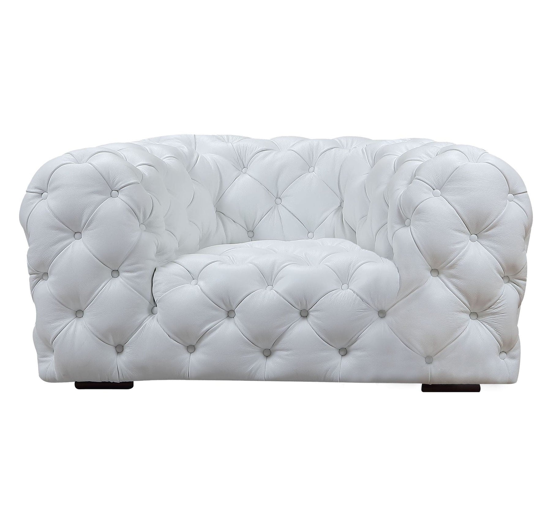Dexter - Transitional White Full Italian Leather Lounge Chair
