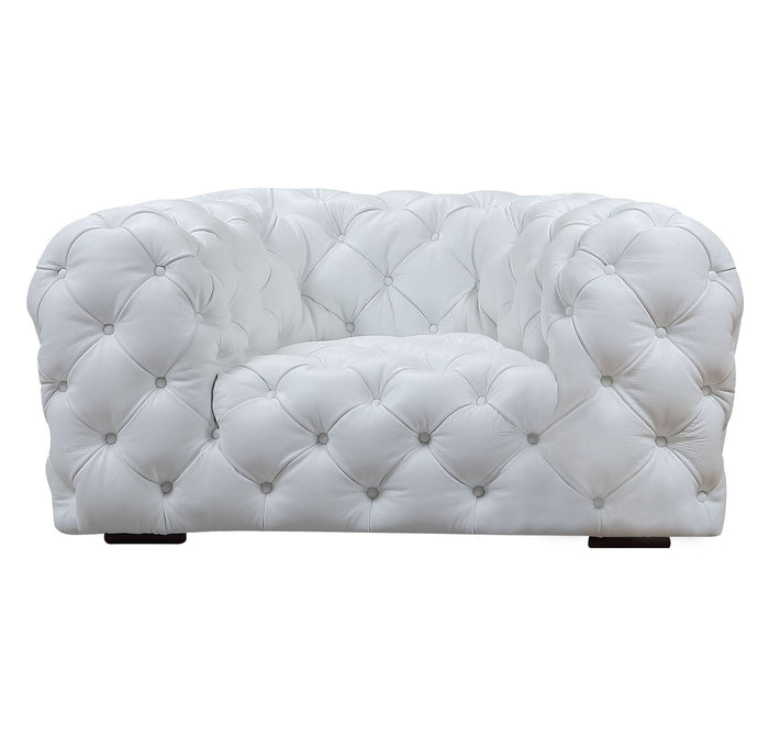 Dexter - Transitional White Full Italian Leather Lounge Chair
