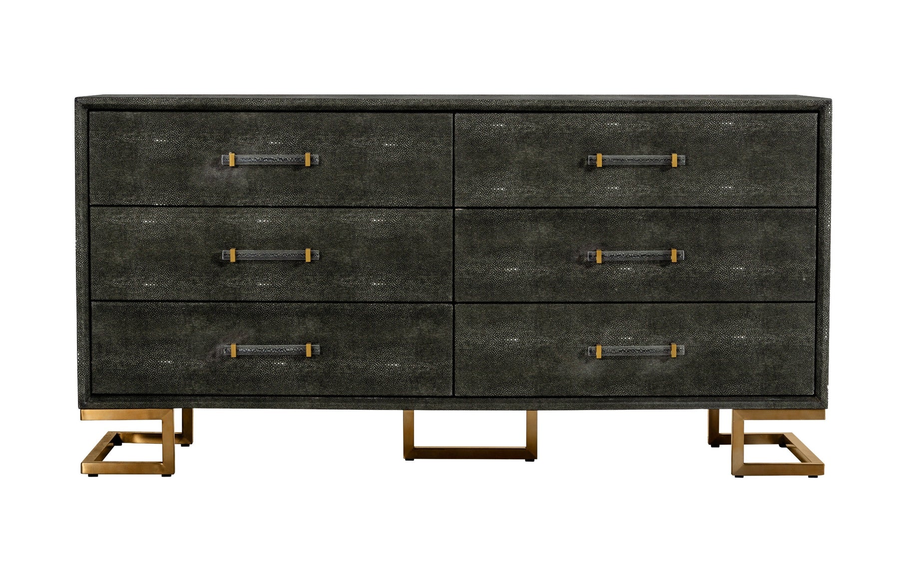 Howard - Modern Shagreen Grey Leatherette & Gold Dresser