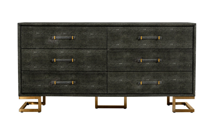 Howard - Modern Shagreen Grey Leatherette & Gold Dresser