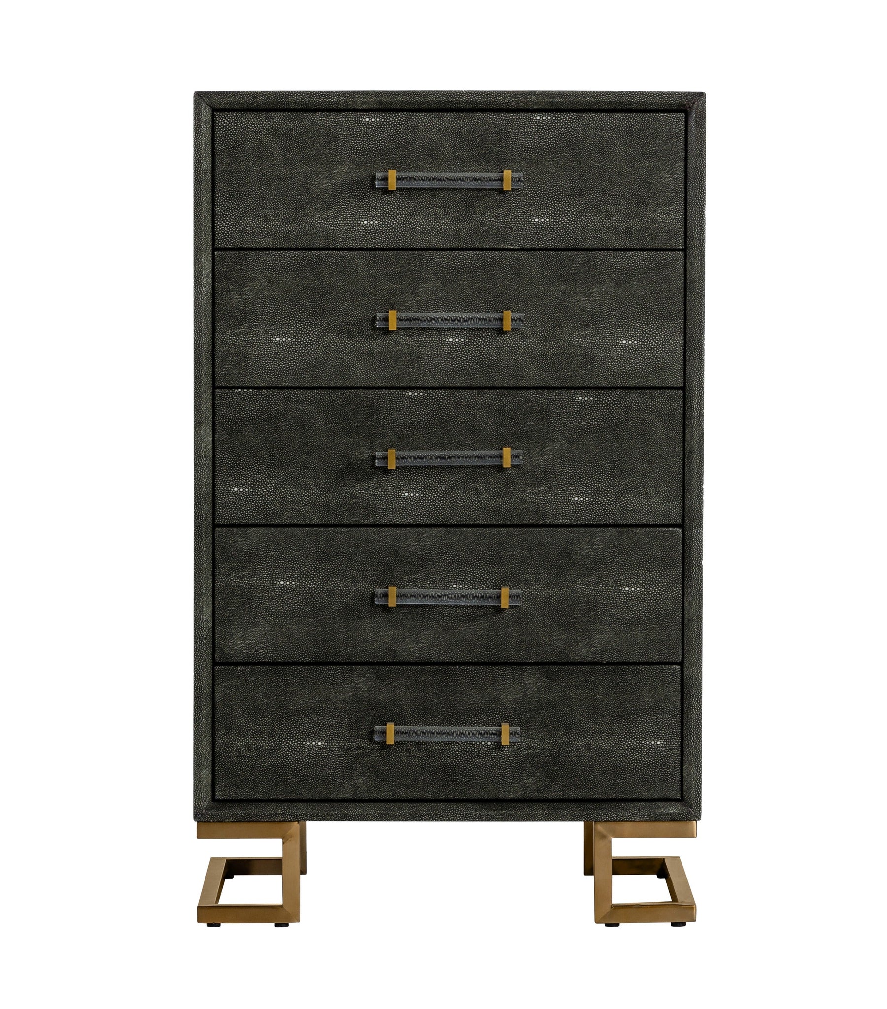 Howard - Modern Shagreen Grey Leatherette & Gold Chest