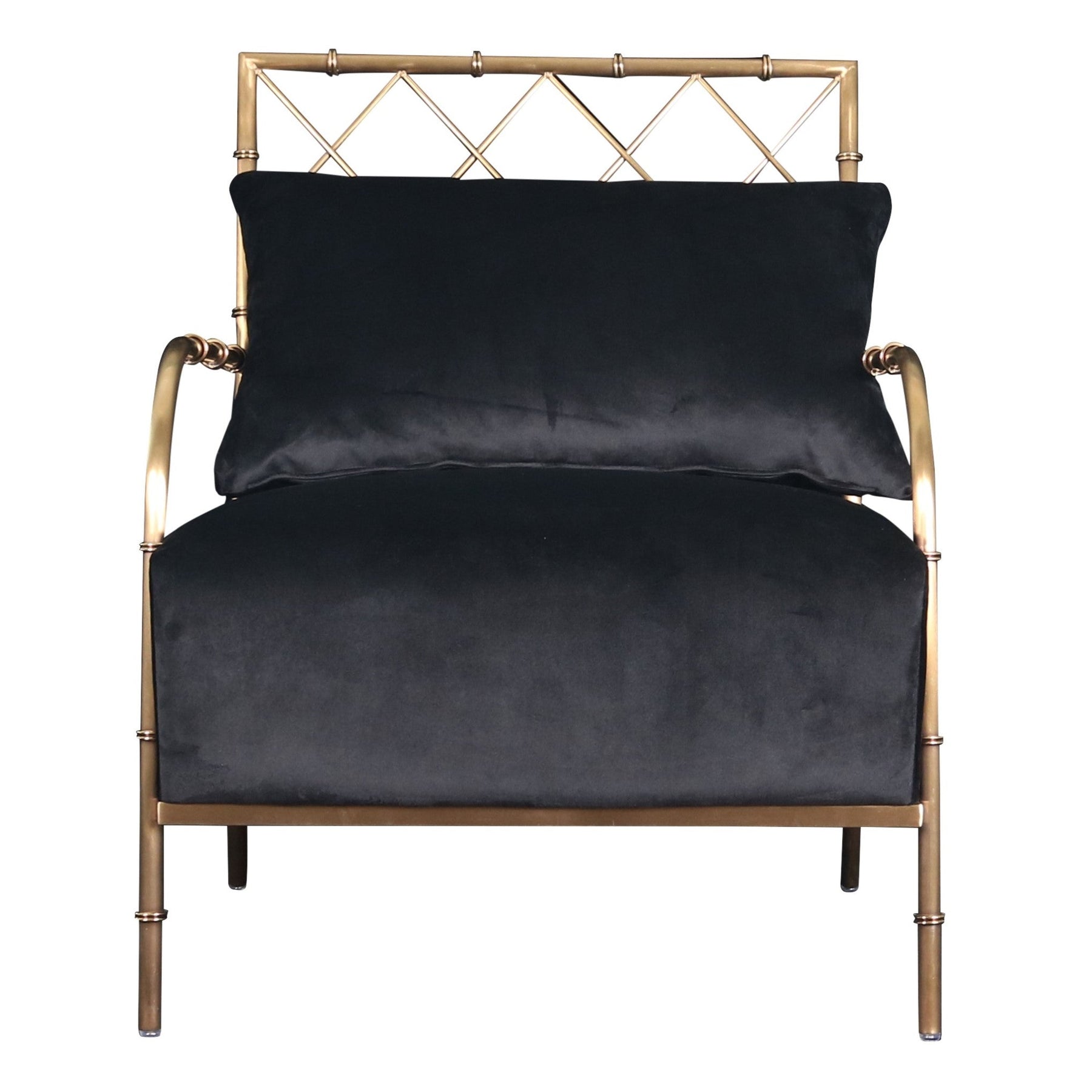 Ignacio - Glam Black Velvet & Gold Accent Chair