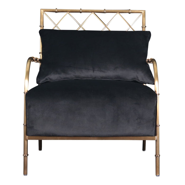 Ignacio - Glam Black Velvet & Gold Accent Chair