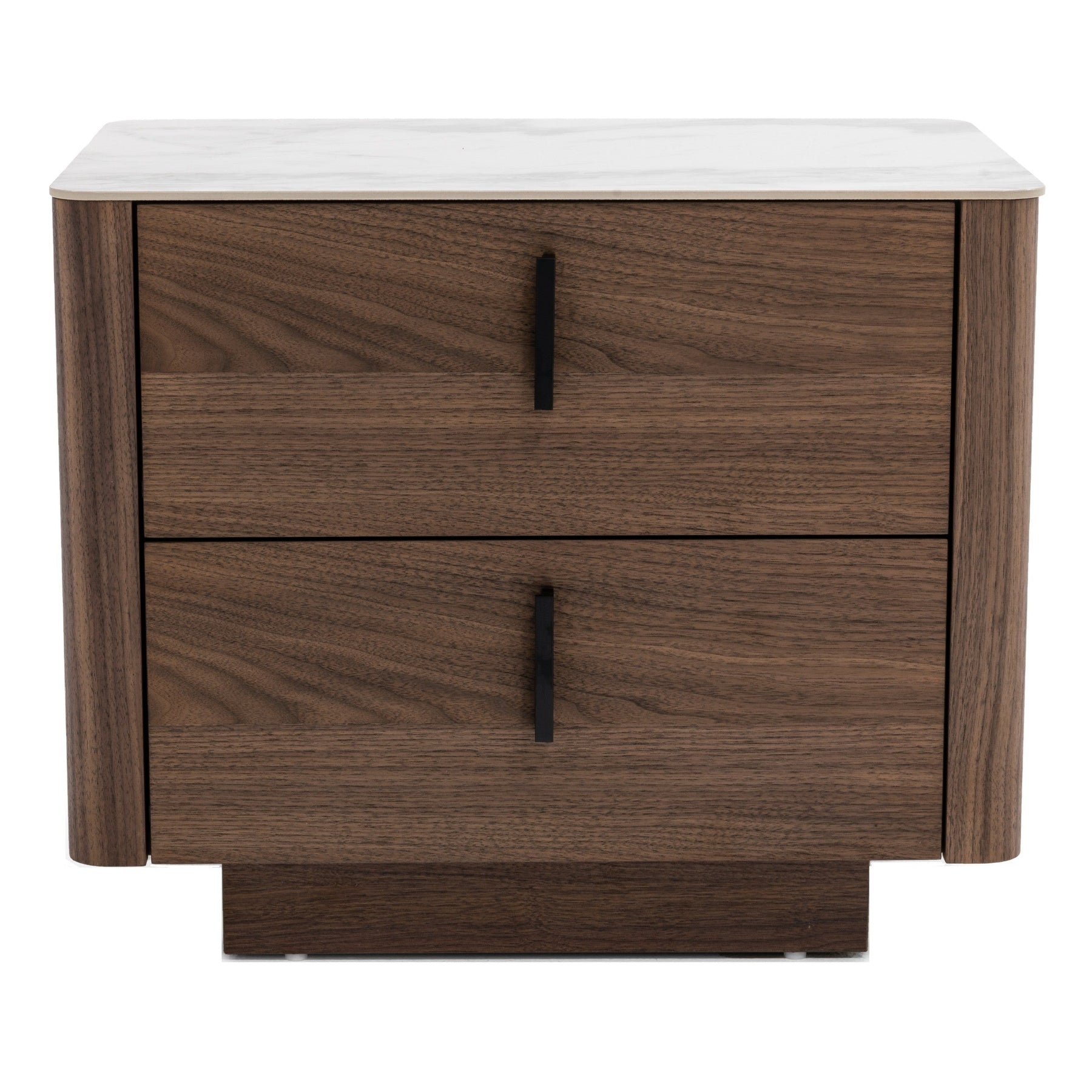 Chelton - Contemporary White Ceramic & Walnut Nightstand