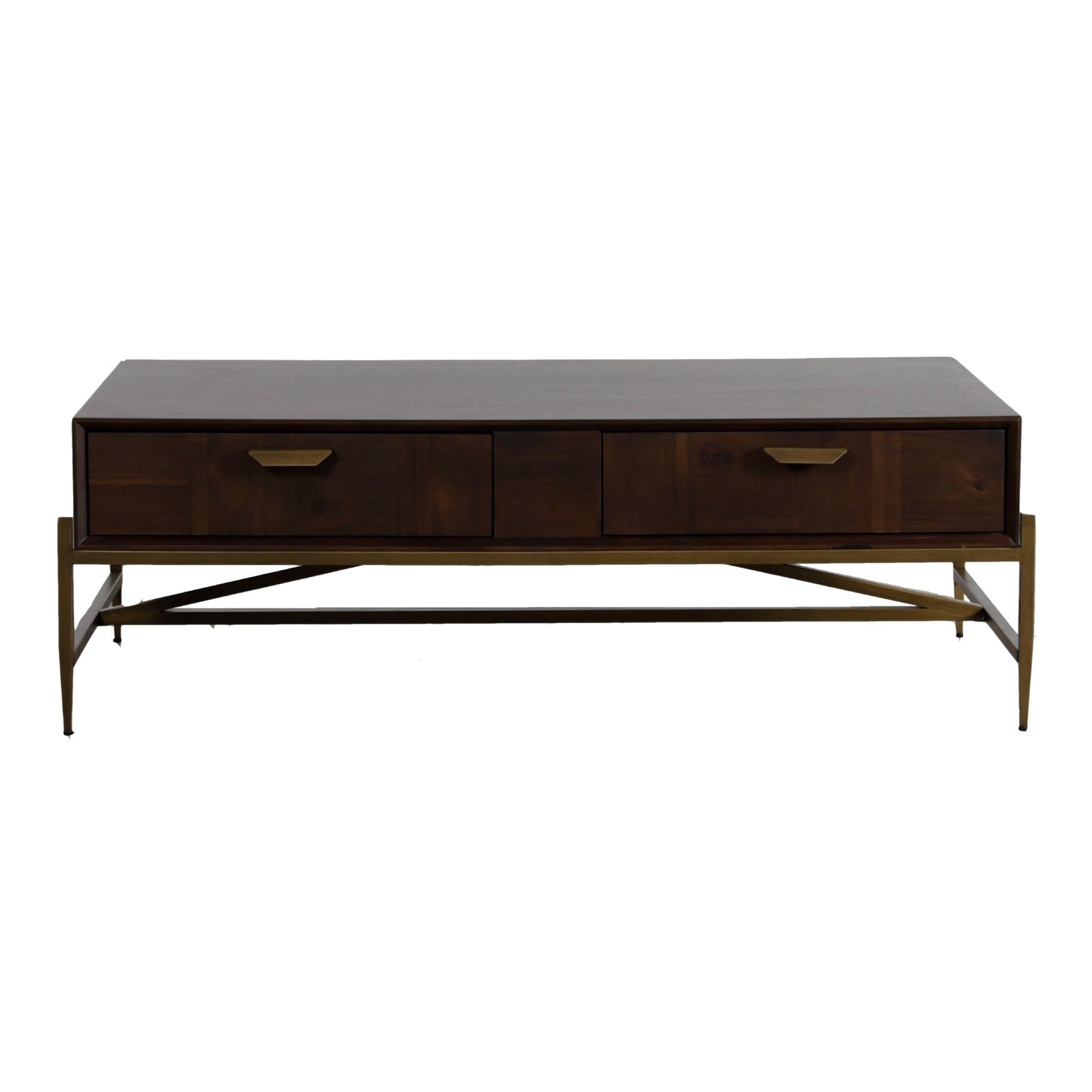 Shane - Modern Acacia & Brass Coffee Table