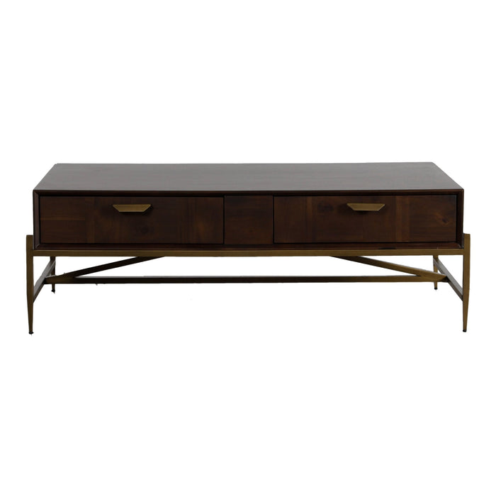 Shane - Modern Acacia & Brass Coffee Table