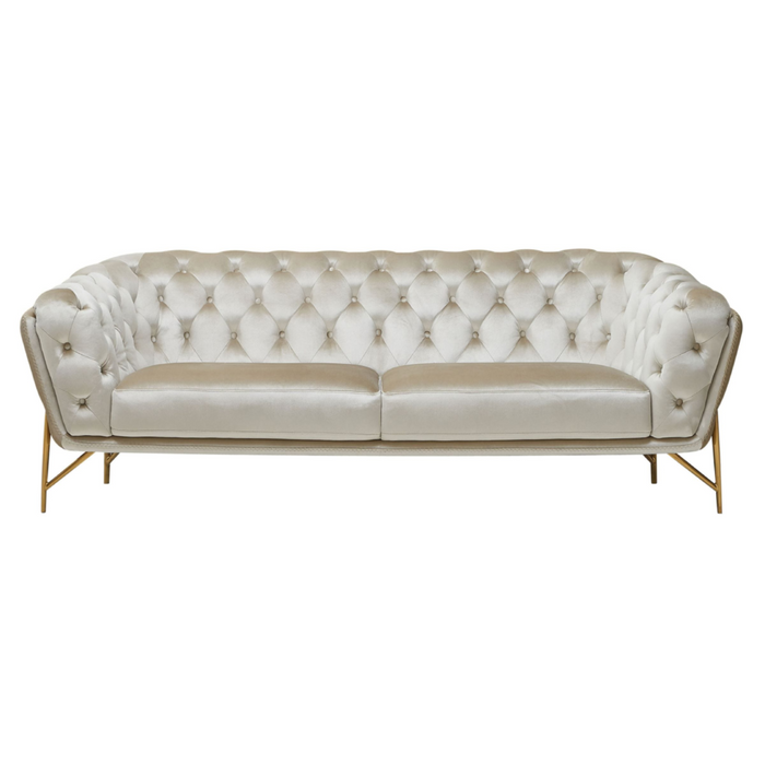 Stella - Transitional Beige Velvet Sofa