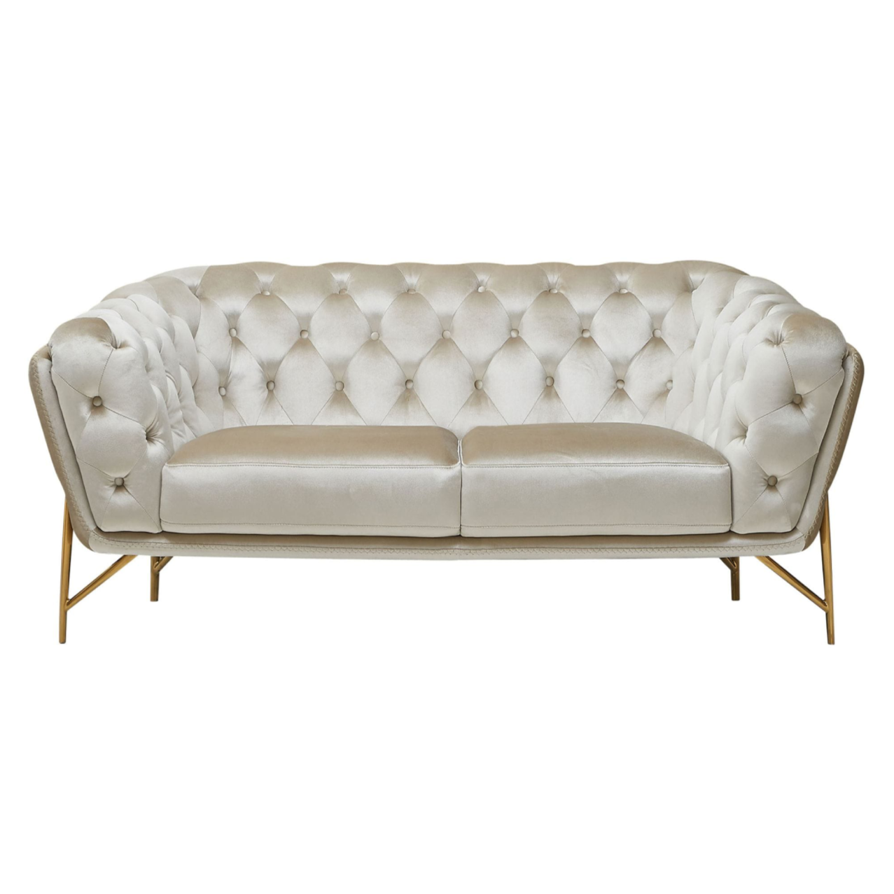 Stella - Transitional Beige Velvet Loveseat