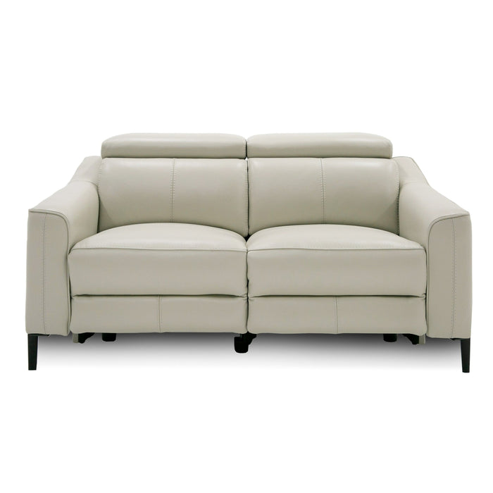 Eden - Modern Grey Leather Loveseat with 2 Recliners