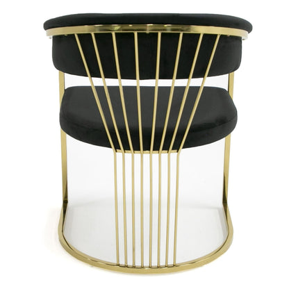 Linda - Modern Black Velvet and Gold Dining Chair