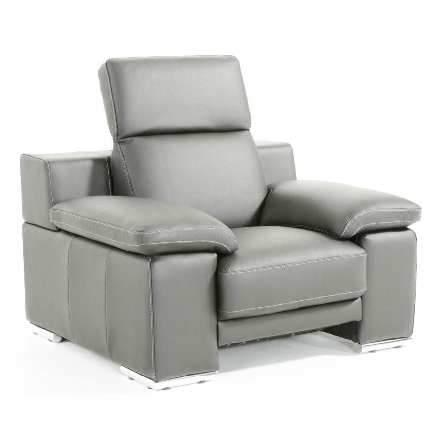 Evergreen Modern Stone Grey Italian Leather Chair