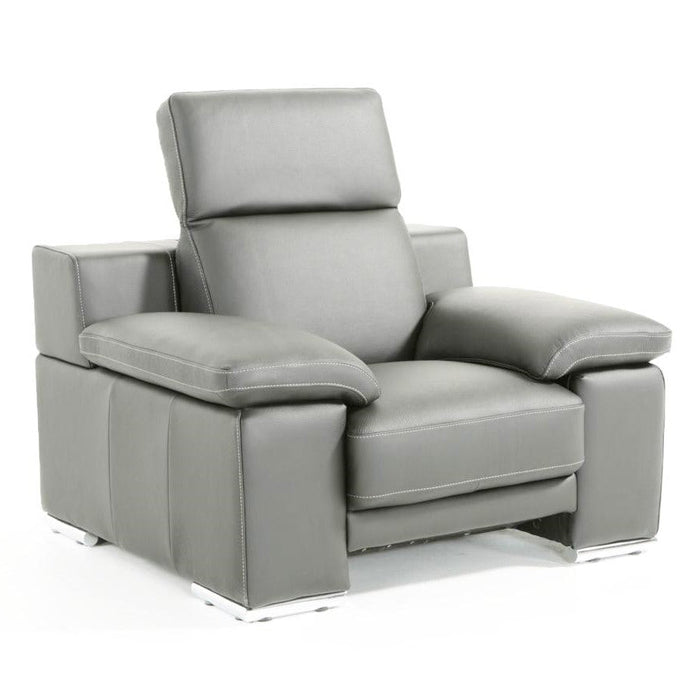 Evergreen Modern Stone Grey Italian Leather Chair