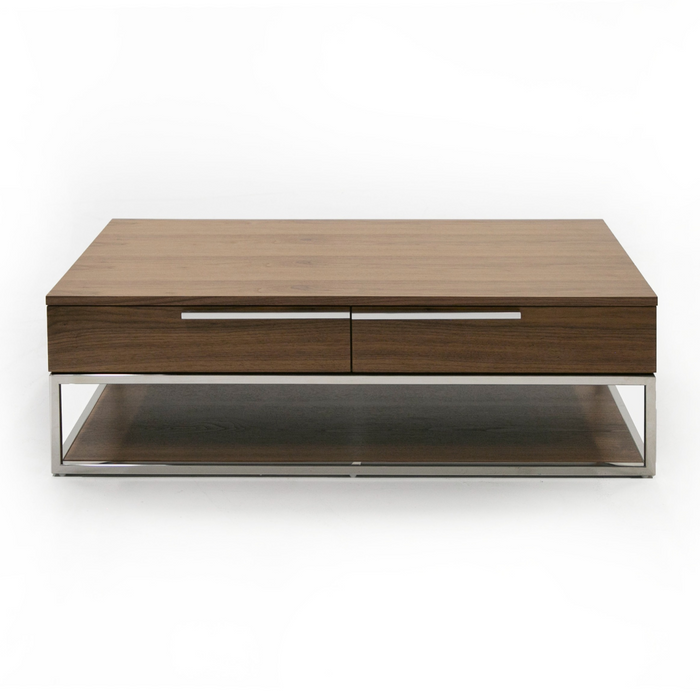 Heloise - Modern Walnut and Stainless Steel Coffee Table