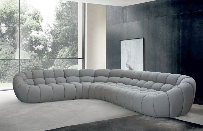 Yolonda - Modern Light Grey Curved Sectional Sofa