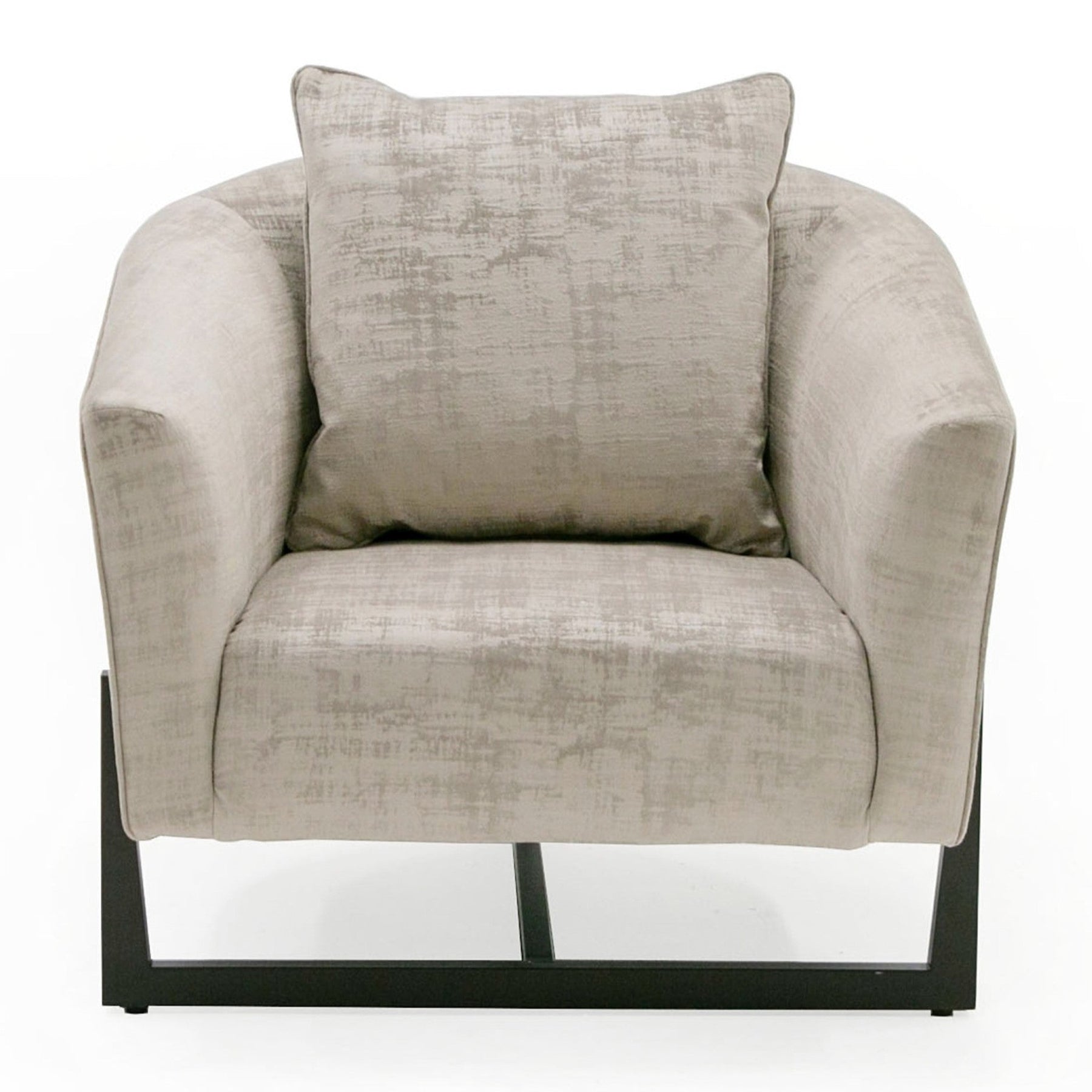 Forbis - Contemporary Light Grey Fabric + Brown Accent Chair
