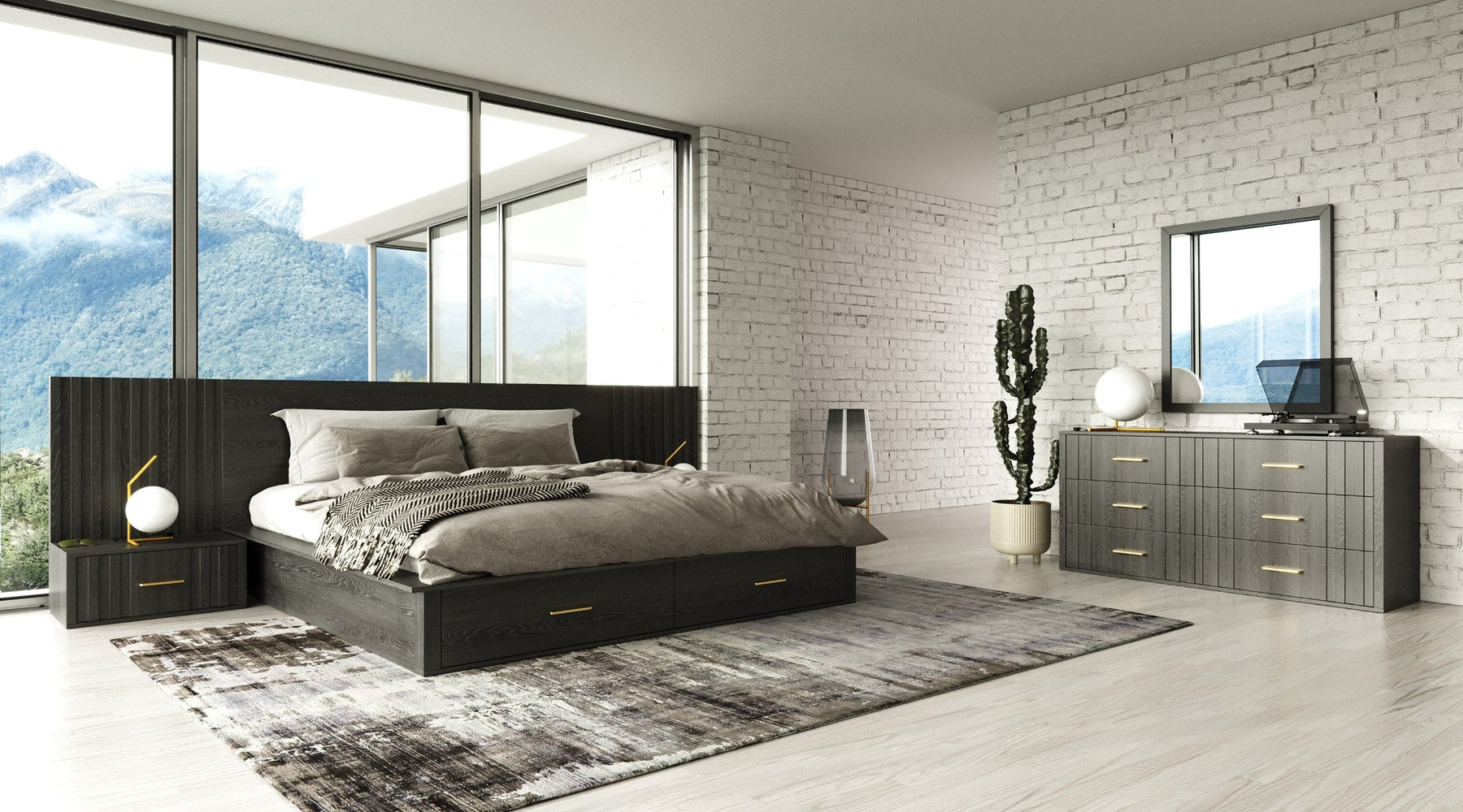 Manchester- Contemporary Dark Grey 4-Piece Bedroom Set