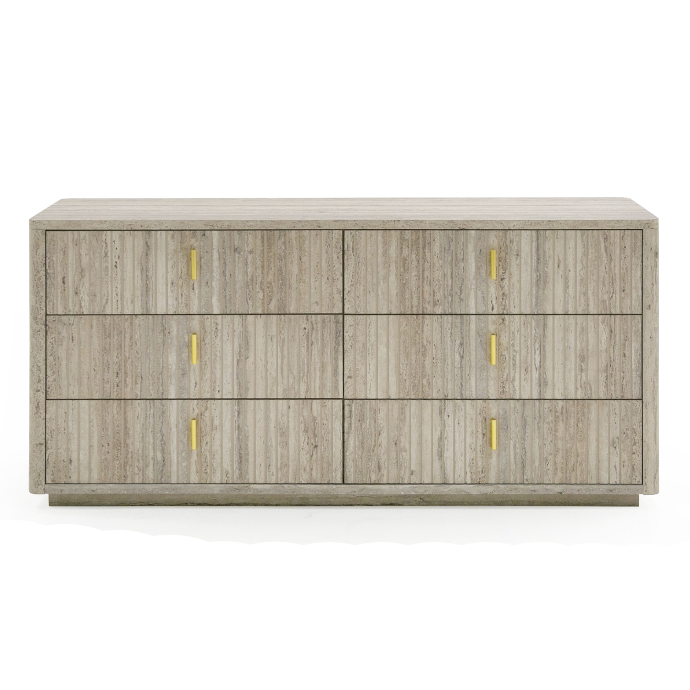 Roma - Modern Faux Travertine + Gold Dresser