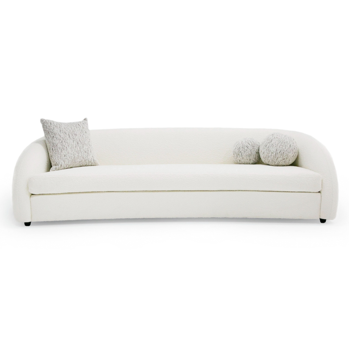 Joshua Modern 4-Seater Curved White and Taupe Fabric Sofa
