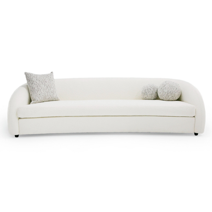 Joshua Modern 4-Seater Curved White and Taupe Fabric Sofa
