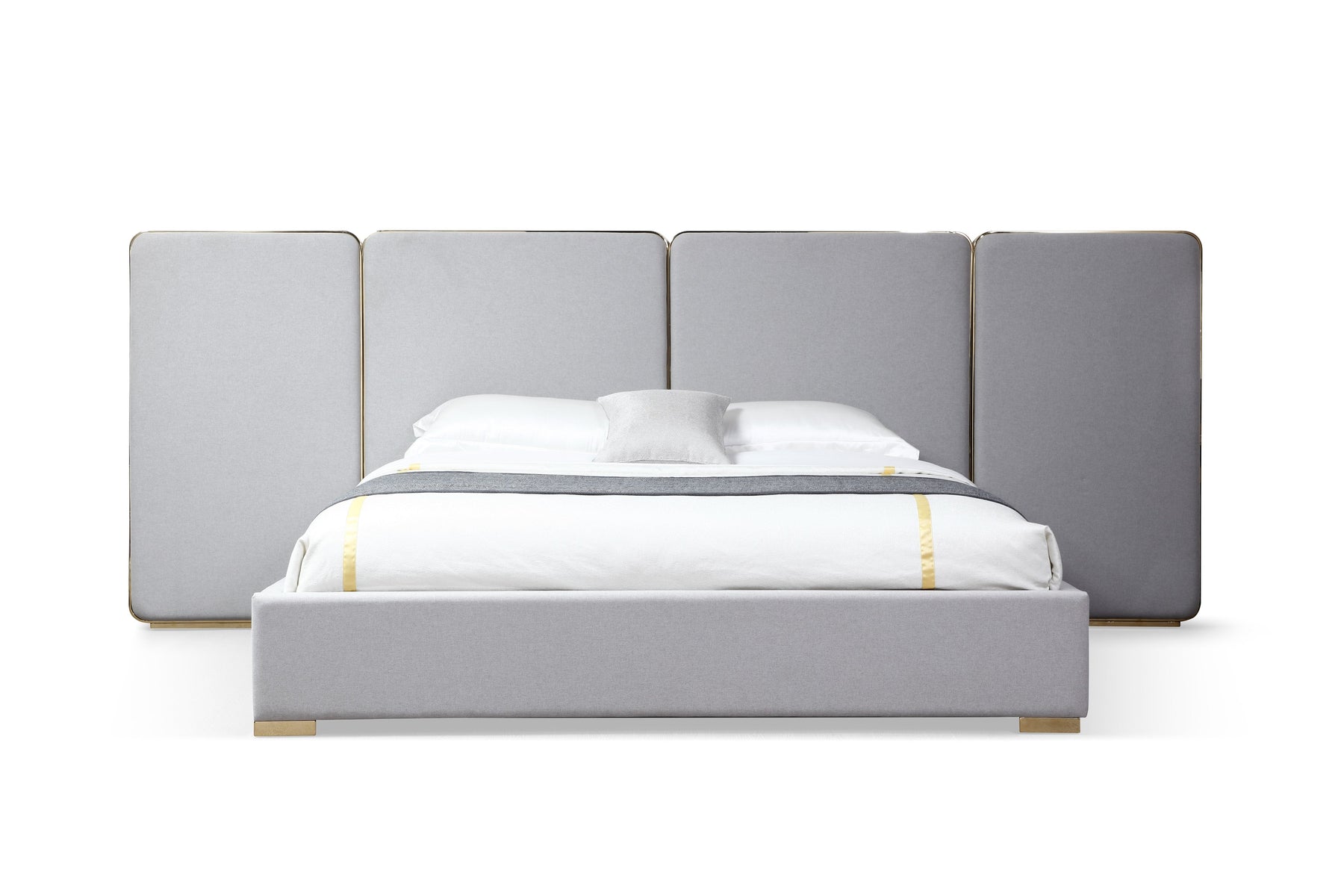 Athena - Modern Light Grey Linen + Gold Bed