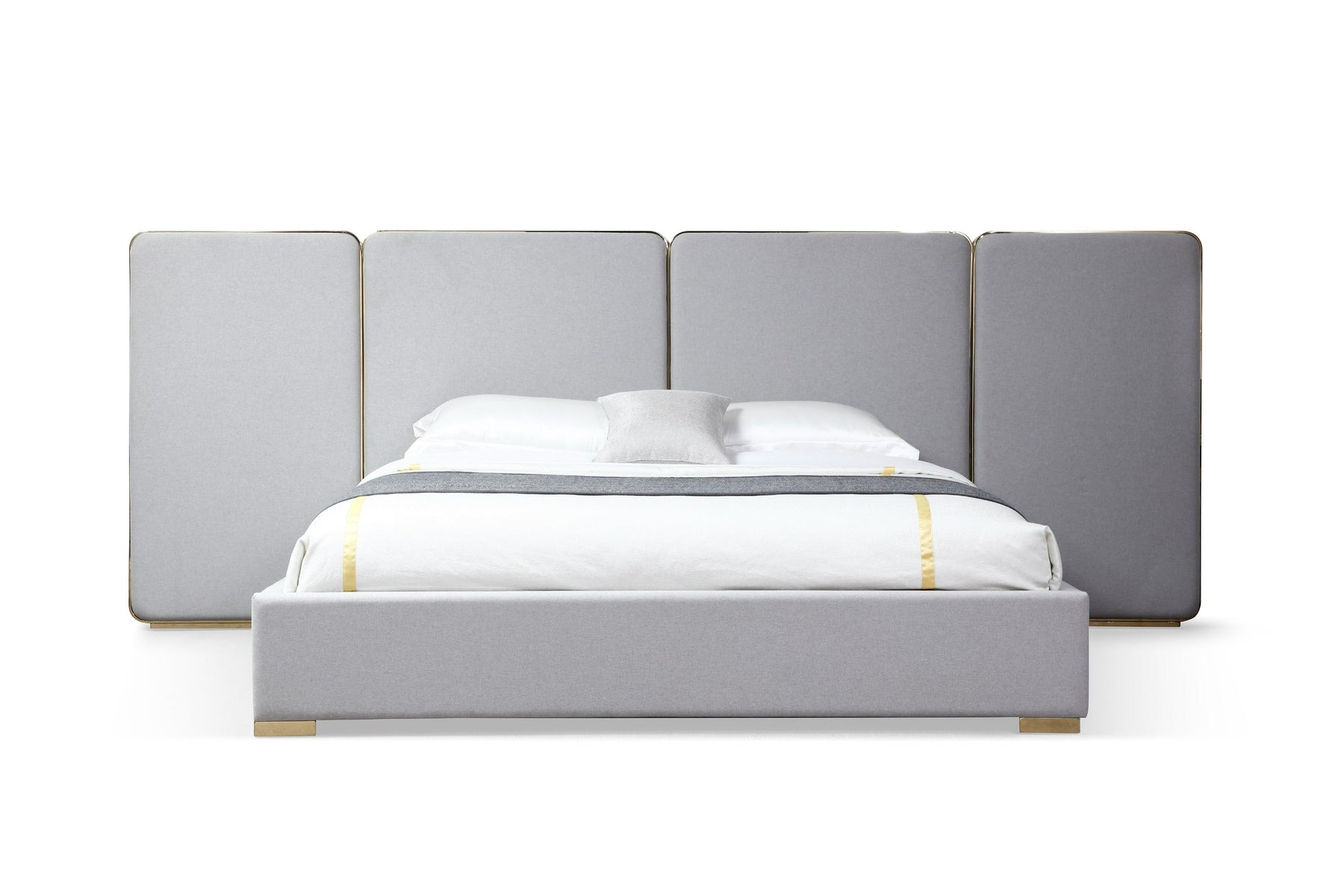 Athena & Rothsay - Modern Grey Fabric + Wenge + Gold Bedroom Set