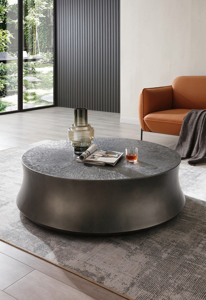 Airdrie - Modern Antique Grey Large Round Coffee Table