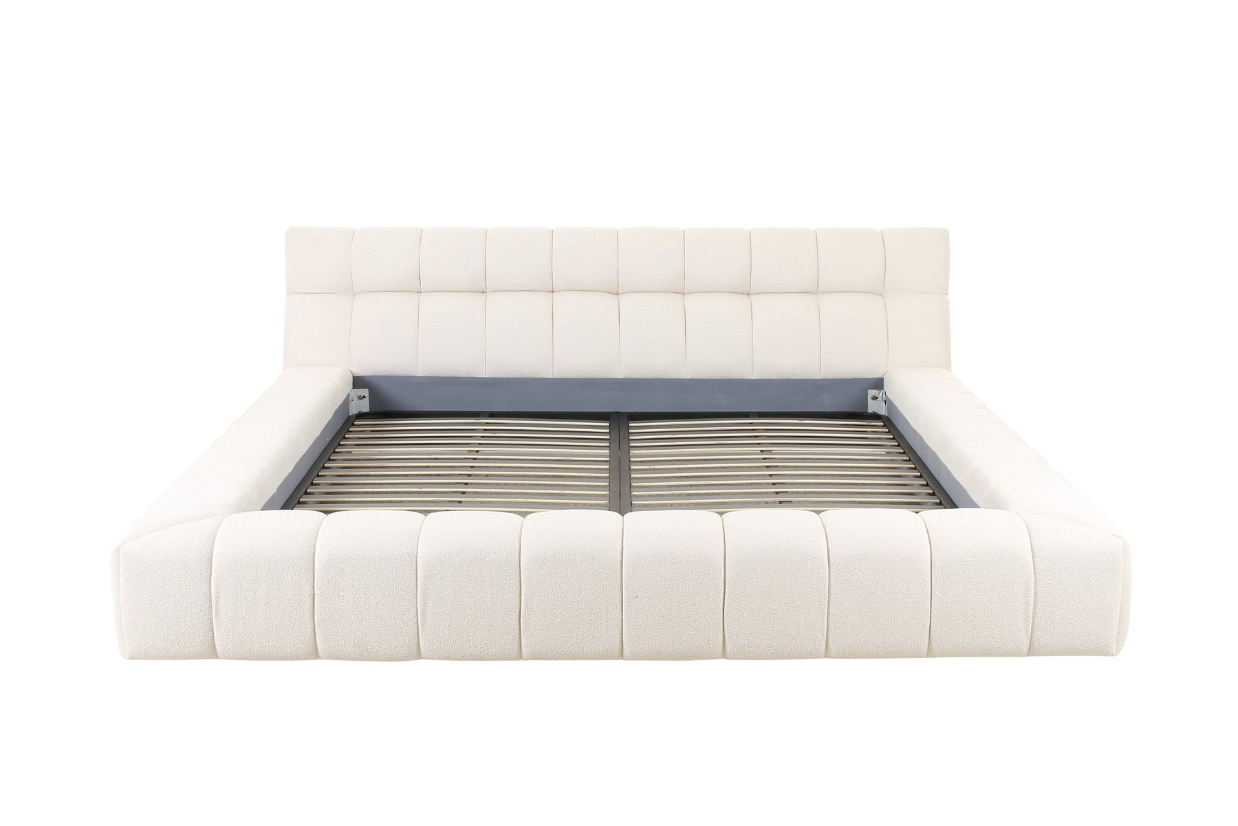 Tyree - Modern Tufted Off-White Fabric Bed