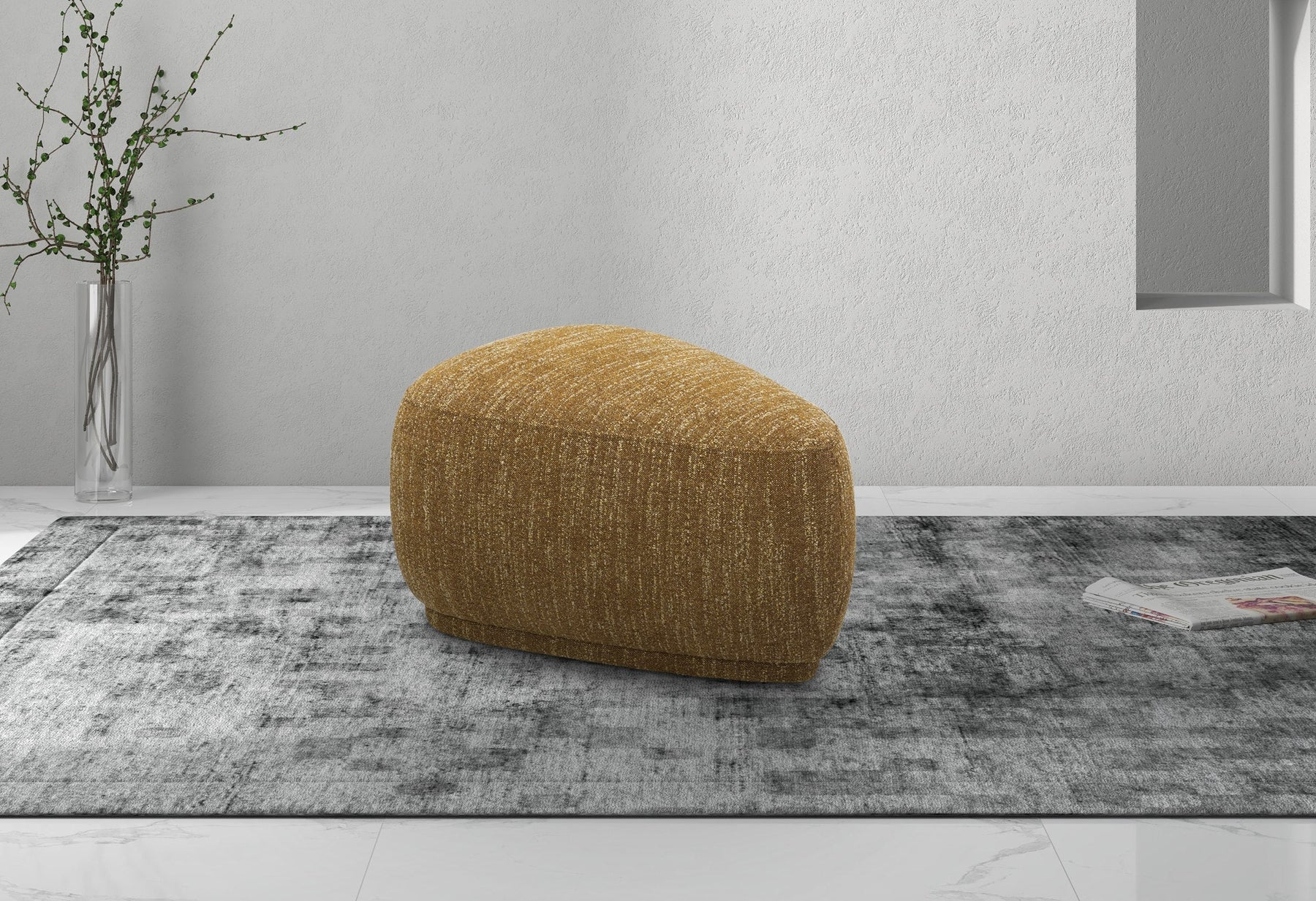 Kinsey - Modern Mustard Small River Rock Ottoman