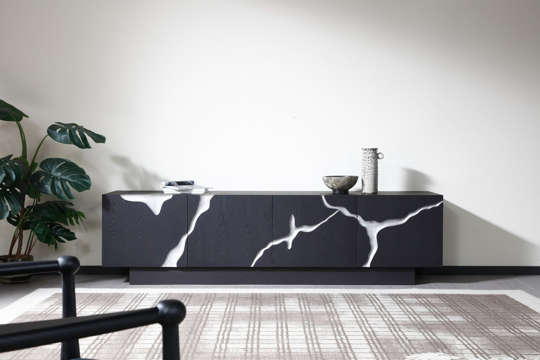 Aspen - Modern Matte Brown Ash & Silver TV Stand