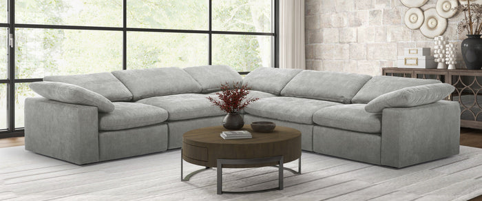 Corinth - Modern Grey Fabric Sectional Sofa with 3 Power Recliners